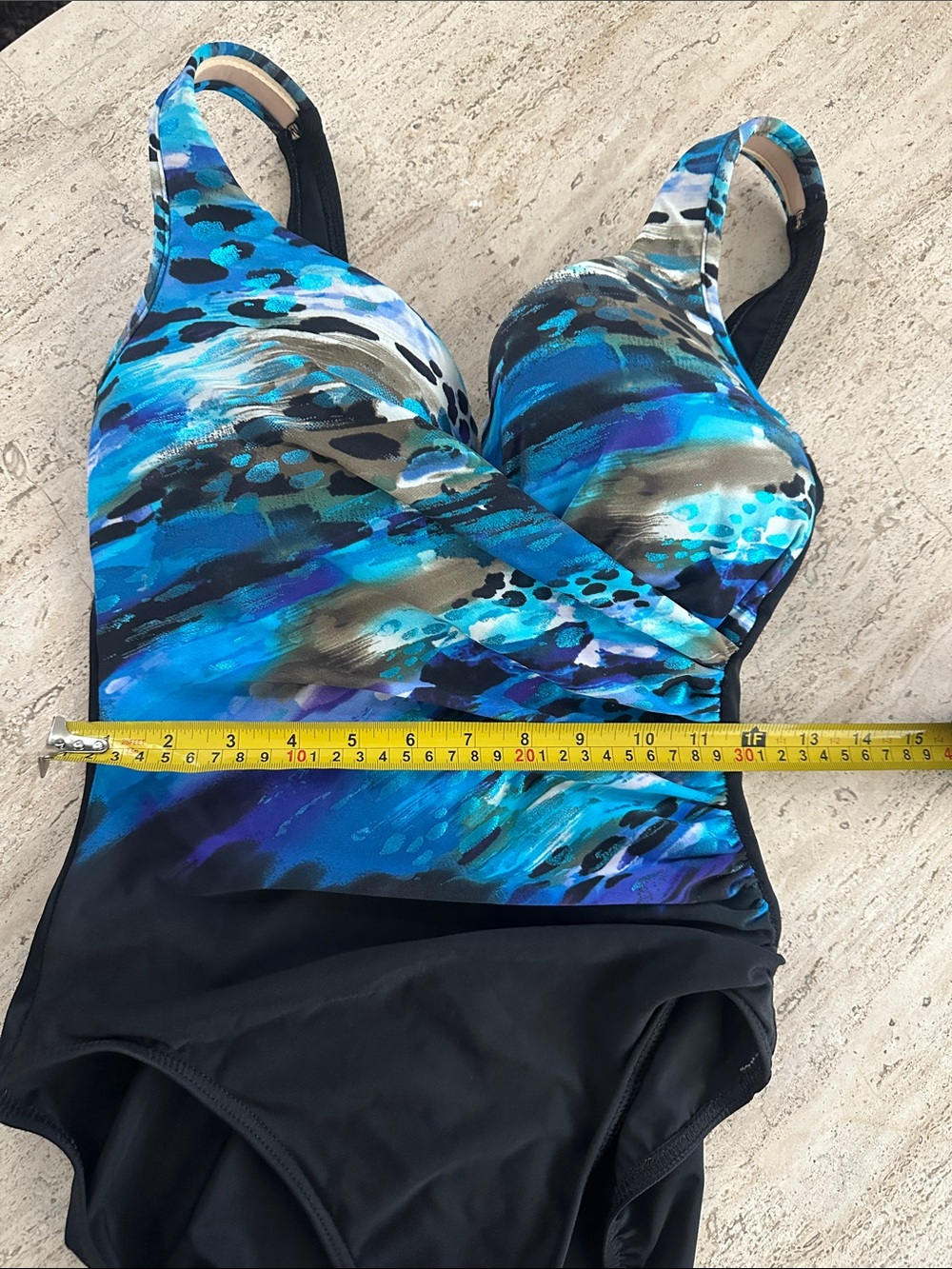 Miraclesuit Escape Underwire Abstract Ocean Print  Swimsuit Black Blue Size 12 - Picture 11 of 16